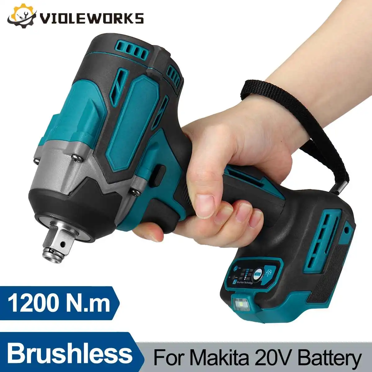 

1200N.M Brushless Electric Impact Wrench Cordless Electric Wrench 1/2inch Screwdriver Socket Power for Makita 20V Battery