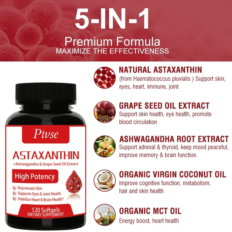 Astaxanthin  containing organic coconut oil - antioxidant supplement, non genetically modified certification, gluten free