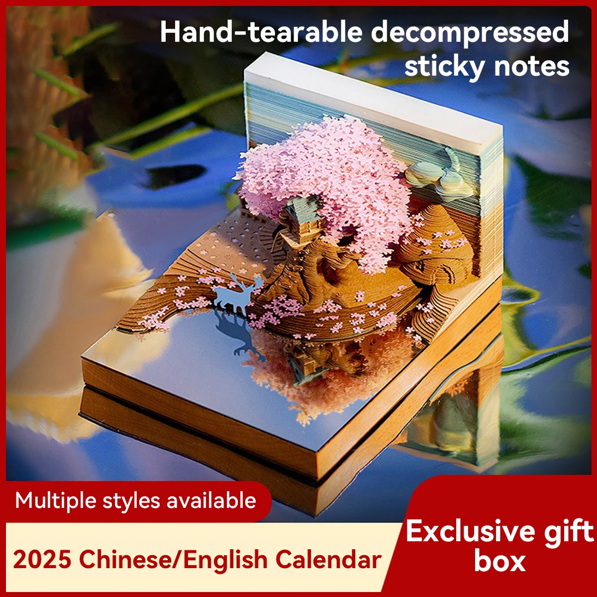 Kawaii 3D Notes Calendar 2025 Desktop Decorative Artworks for Boys and Girls Holiday Gifts, Home and Office Supplies