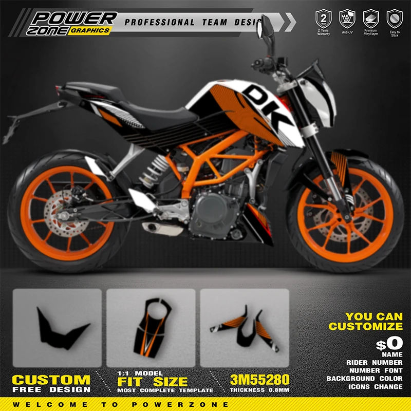 PowerZone for Custom Team Graphics Backgrounds Decals Stickers Kit For KTM 2011-2016 DUKE 125 200 390 Motorcycle SUPERMOTO 004
