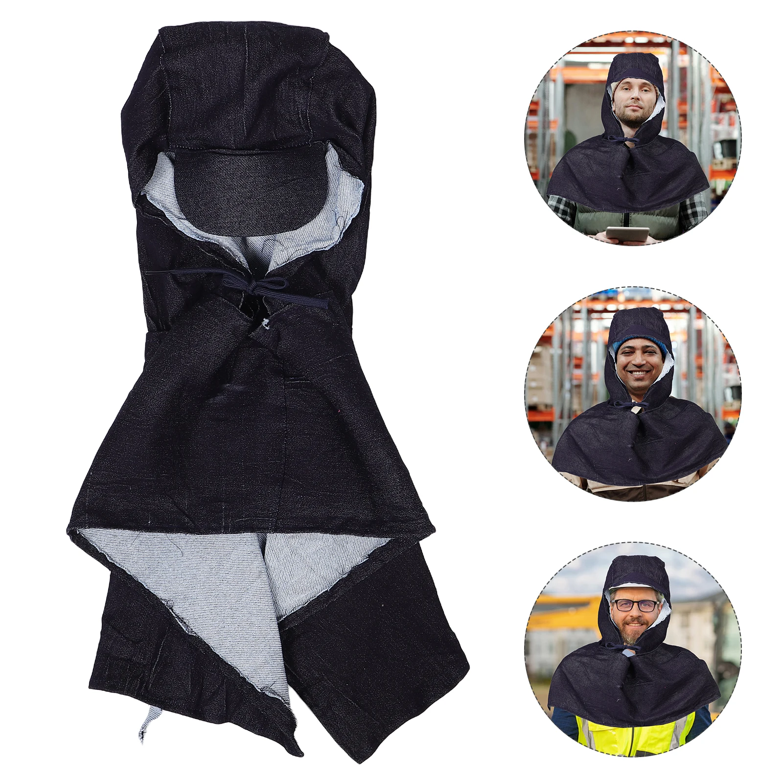 

Durable Denim Hooded Windproof Protective Head Cover Cap For Grinding Handling Outdoor Work Travel Extra Large Size Beanie