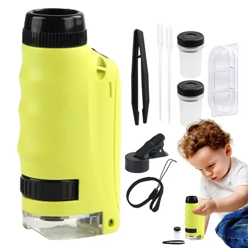 

Kids Portable Microscope 250X Magnification Children's Handheld Microscope Toy With LED Light Scientific Puzzle Toy Outdoor Trip