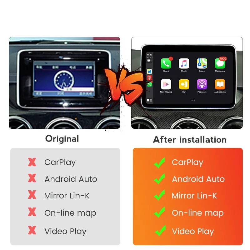 Funciones de CarPlay Mirror Link AirPlay para Mercedes Benz A B C E GLK C CLA ML GL SLK W176 W204 W212 C207 CLS W218 NTG 4,0/4,5/5,0