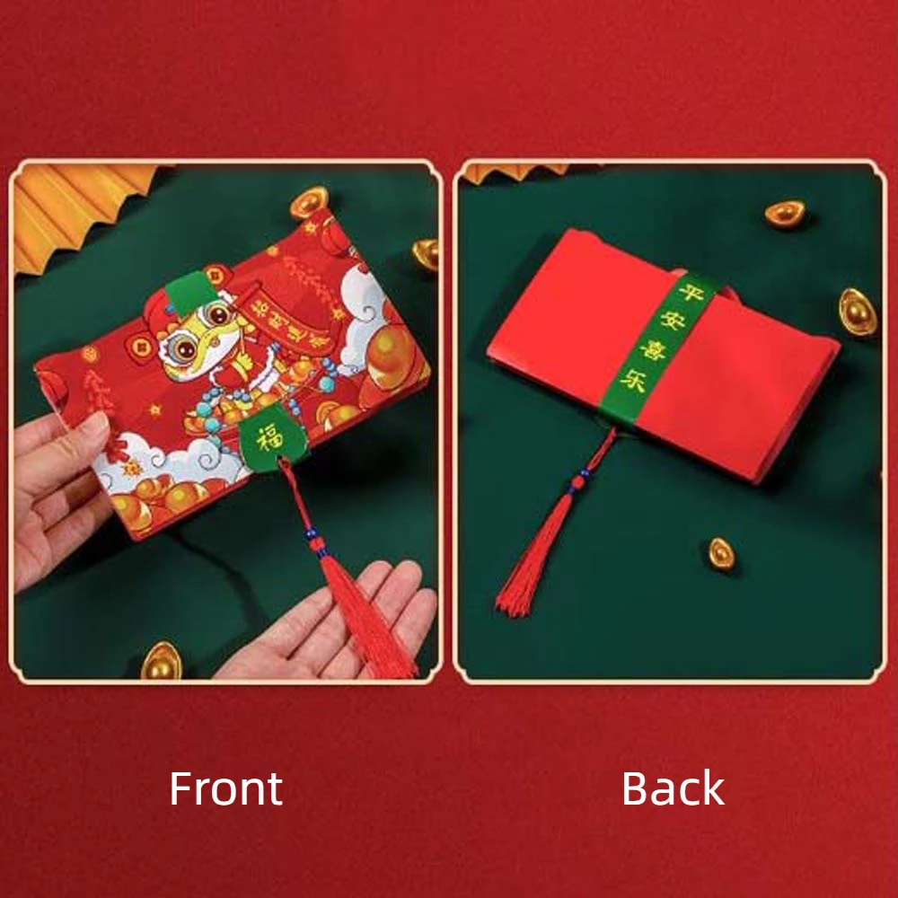 

Chinese Style Snake Year Folding Red Envelope Hongbao 6/10 Slots Lucky Money Bag Thickened Bronzing New Year Red Packet Wedding