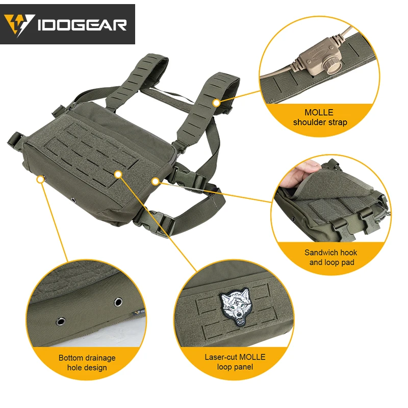 IDOGEAR-MOLLE Triplo Magazine Mag Pouch, Tatuagem Peito Rig, Saco Vest, KGR, 3319