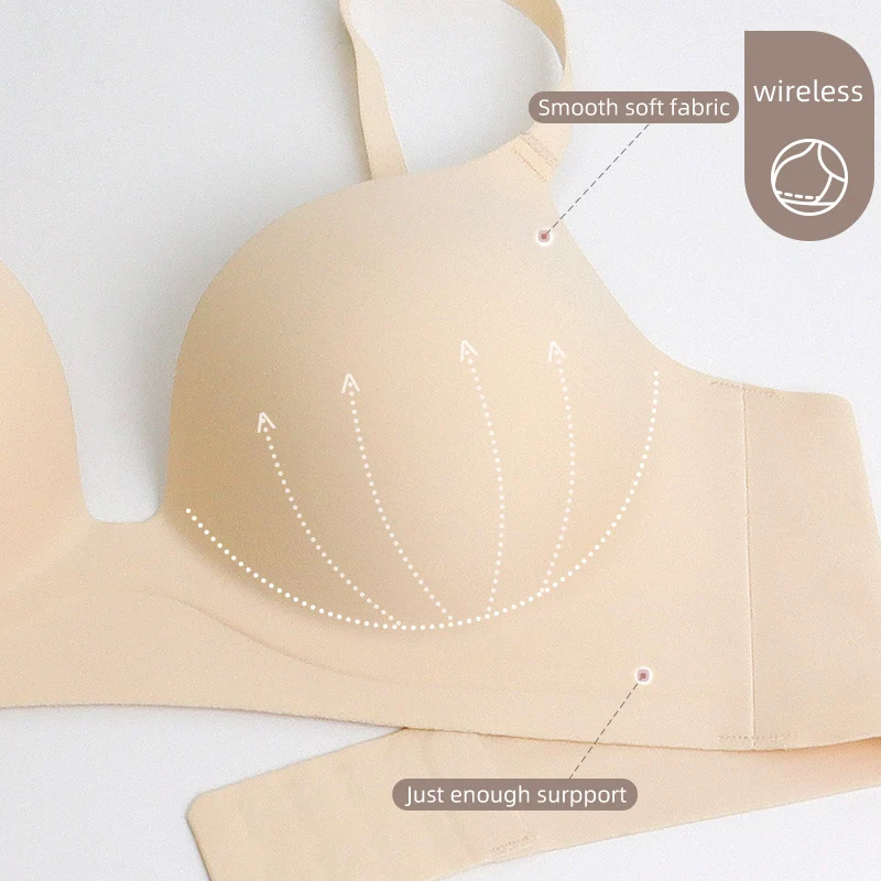 PAERLAN Expanded Round Breasts, Underwear, Small Breasts, Gathered Chests, Large Unwired, Glossy Seamless Bras