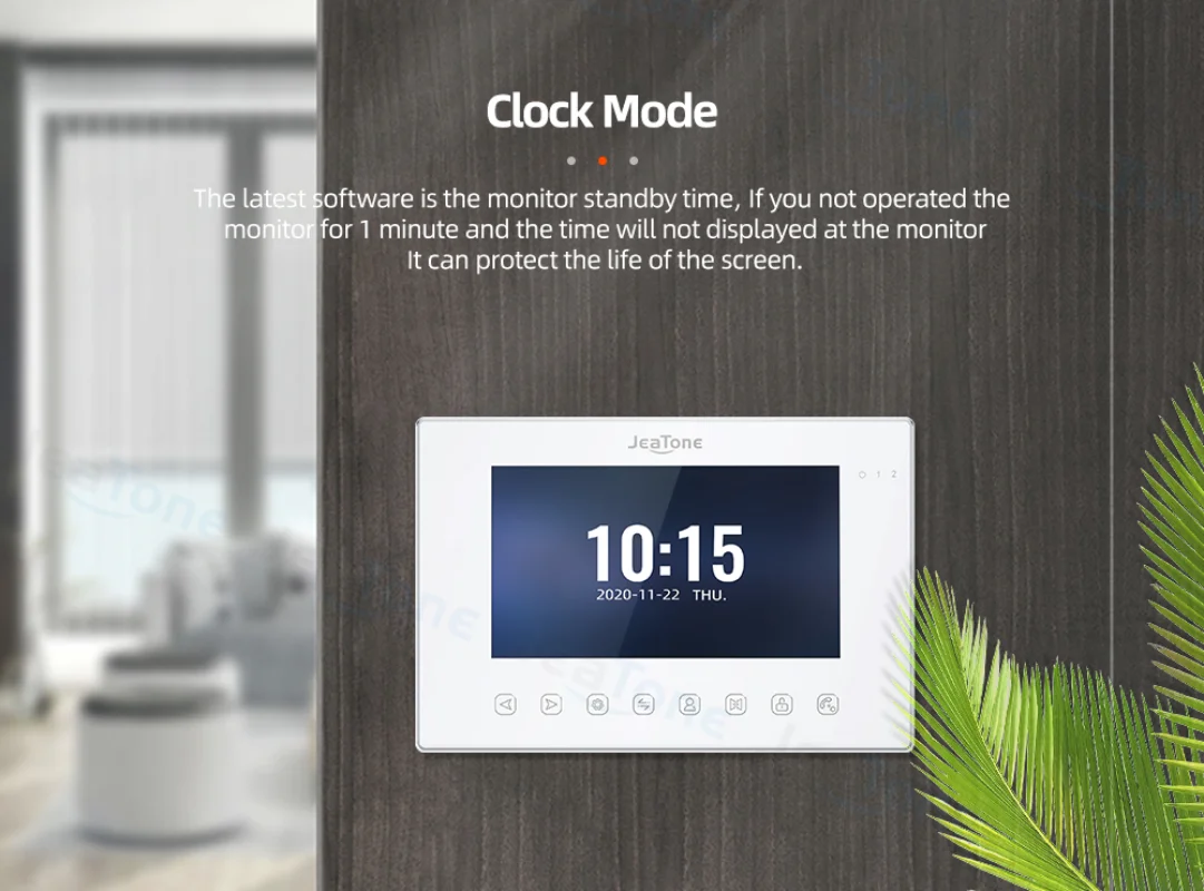 Jeatone-Sistema de pantalla de intercomunicación para el Hogar Inteligente, Monitor de montaje en pared, grabación de fotos y vídeo, Wifi, interior,