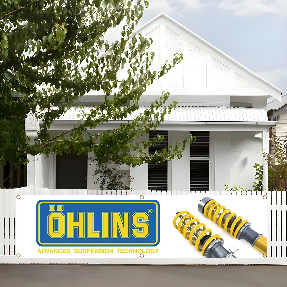 60x240cm Ohlins Auto Parts Banner Flag Polyester Printed Garage or Outdoor Decoration Tapestry