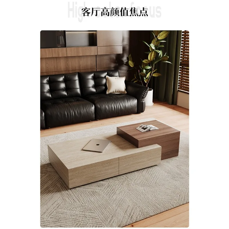 Travertine rock slab coffee table living room household antique rectangular coffee table TV cabinet combination modern simple co