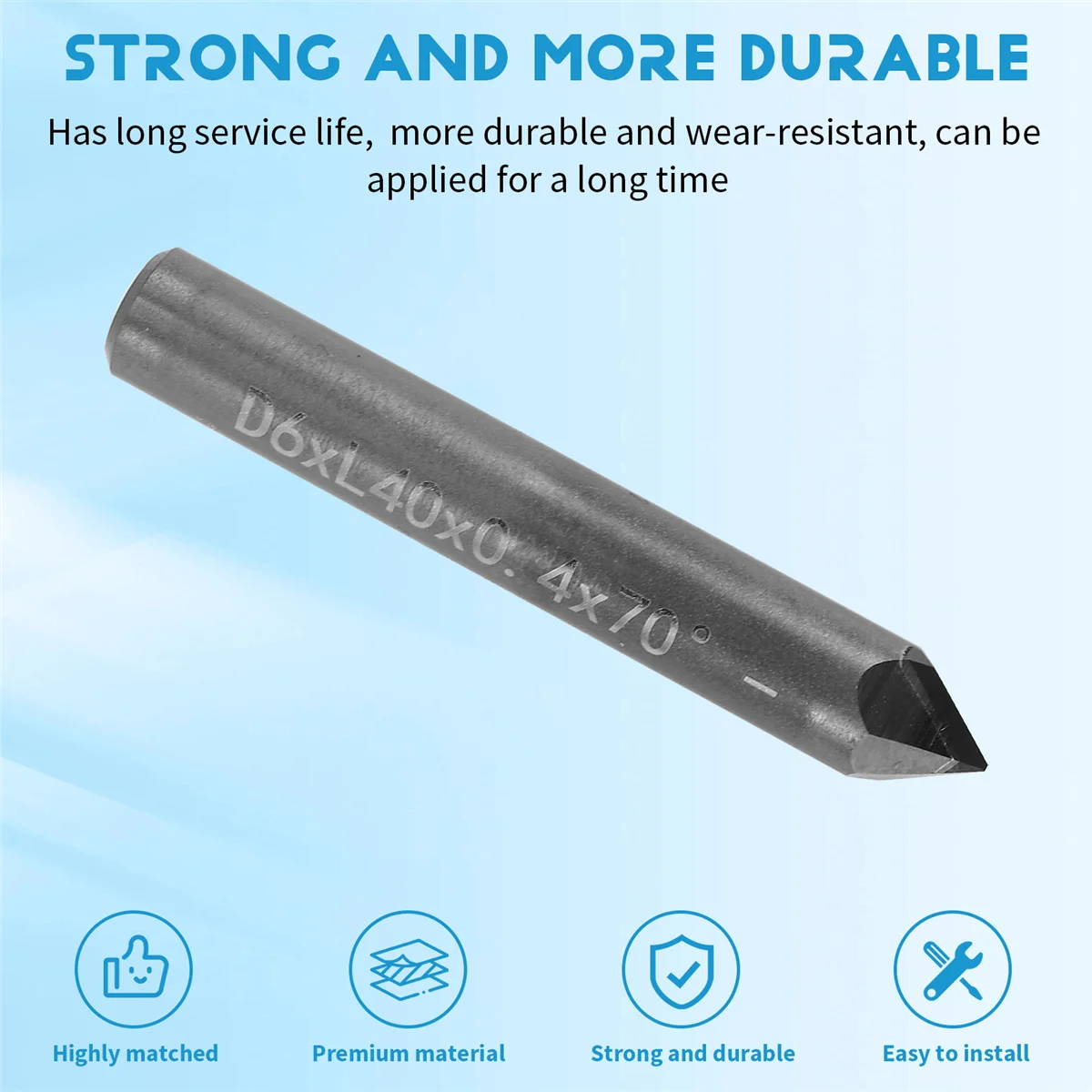 ACKOR PCD Алмазные гравировальные насадки Гравер Инструменты для резьбы с ЧПУ Карбидная фреза по камню на граните, мрамор D6XL40X70degreeX0.4