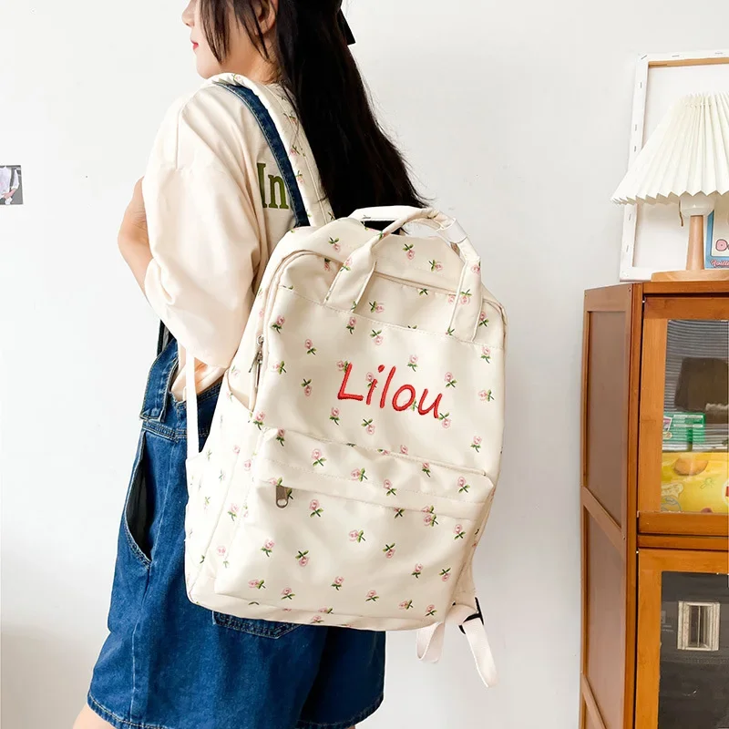 Personalized Literature and Art Small Fragmented Flower Girl Student School Bag Japanese Academy Style Versatile Backpack