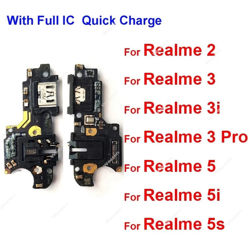 For Realme 5 5i 5S 3i 3 2 USB Charger Board Dock USB Charging Jack Port Connector Board Flex Cable Replacement