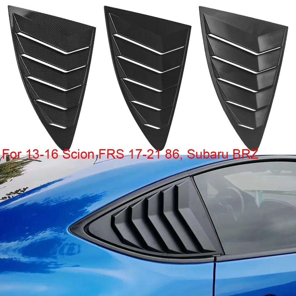 2pcs Car Rear Window Blinds Side Tuyere Louvers Vent Behind Shutters Decoration Stickers For 12-18 Subaru BRZ Toyota GR86 17-21