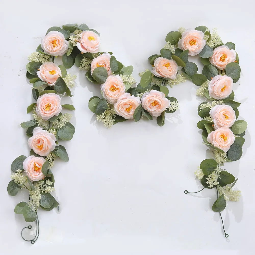 

1pc 2M Artificial Plants Silk Rose Flower Head Vine Hanging Wall Home Garden Wedding Party Decoration Supplies