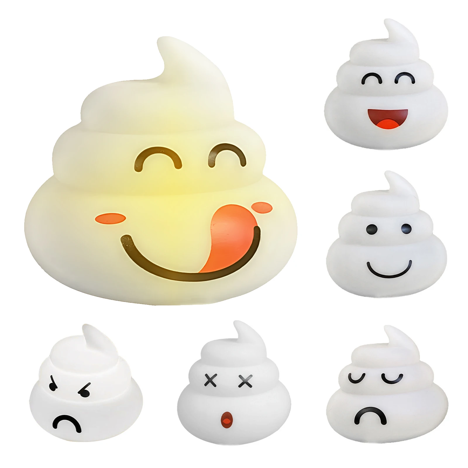 

Cute Poop LED Touch Night Light, Kids, Toddler, Baby Nursery, 3 Brightness Adjustable, Cordless, Emotion, 3 Pack