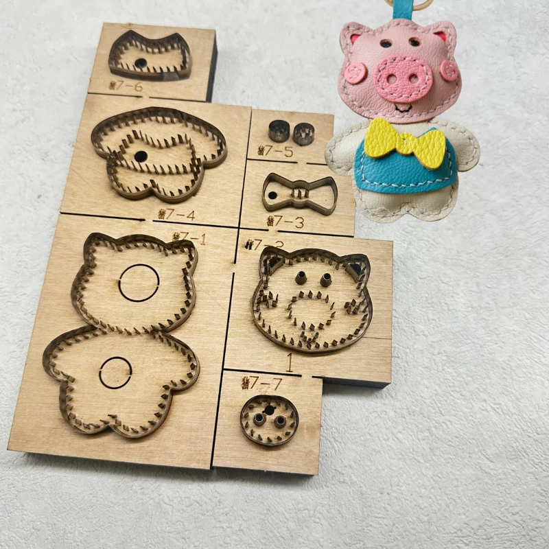 Piglet Keychain Pendant Cutting Die, Pink Pig Bag Charm Leather Mold, Custom Laser Cutting Dies