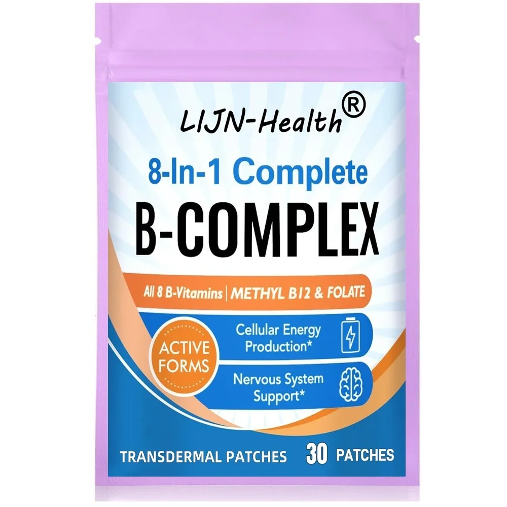 8-in-1 Complete B Complex Transdermal Patches Energy, Nerve, Blood Support – 30 Patches One Month Supply