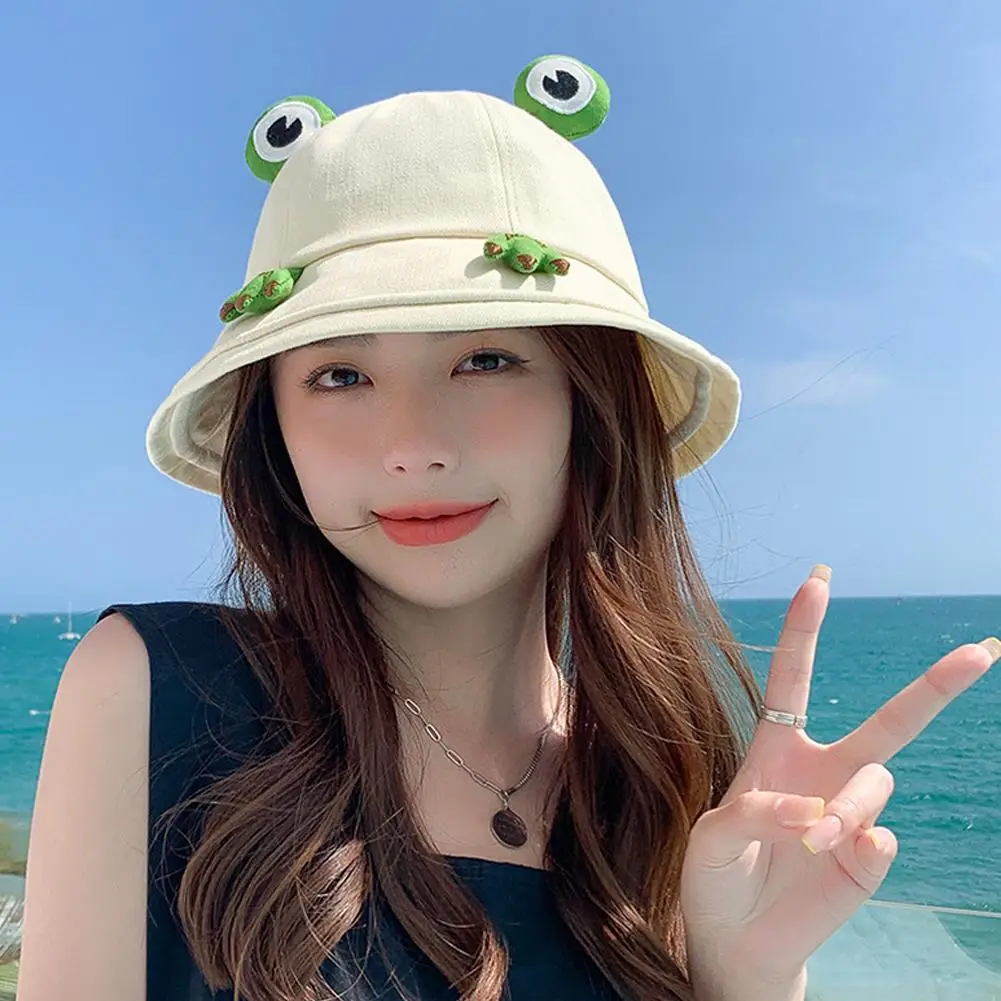 2023 New Parent-Child Frog Bucket Hats With Eyes Summer Foldable Lightweight Sun Hat Fishing Caps For Women Teens Adult Kids