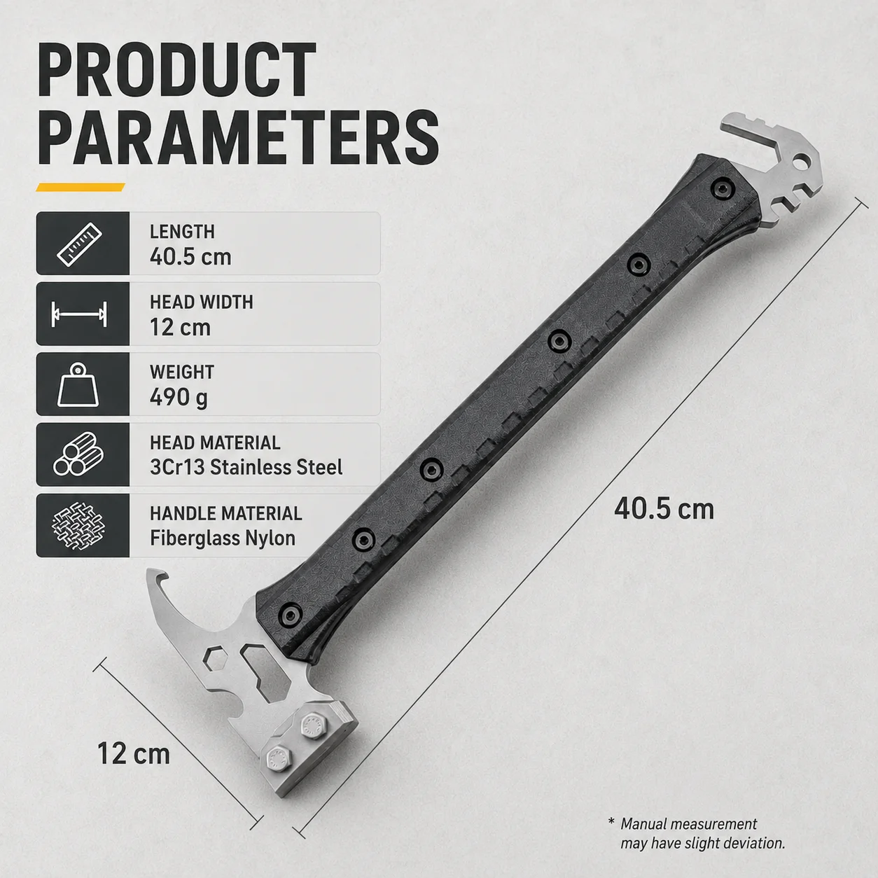 Stainless Steel Tactical Multi Tool Hammer Wrench Bottle Opener Portable Emergency Repair Tool for Camping Hiking Outdoor Travel