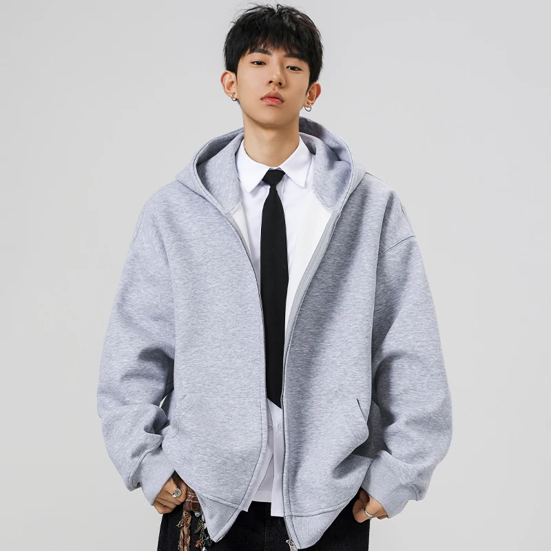 الرجال سستة هوديس الخريف الشتاء الرجال طويلة الأكمام مقنعين البلوز أزياء الذكور عارضة الزي ملابس رياضية فضفاضة تناسب هوديي #6