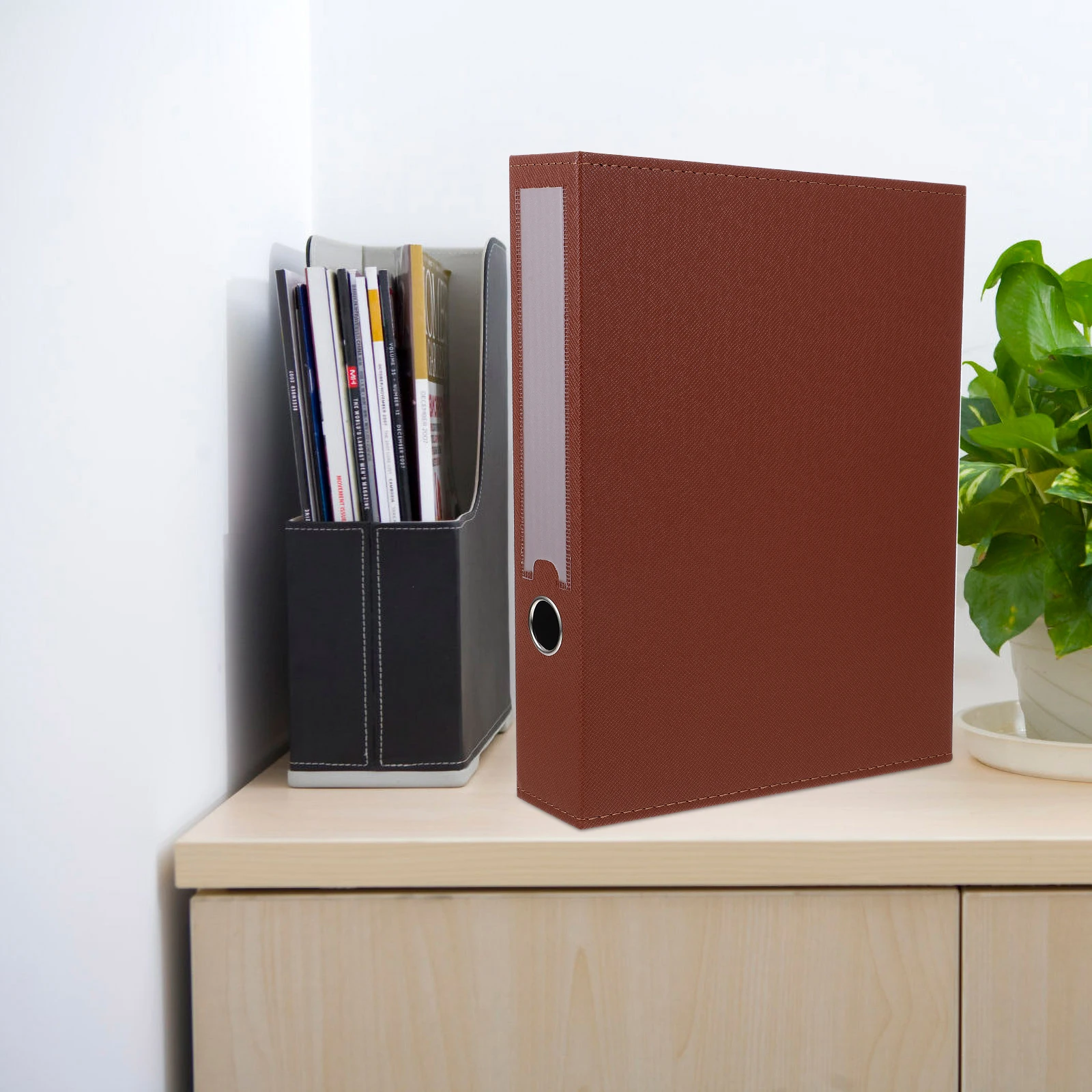 

A4 File Folder Storage ganizer Brown Water Resistant Office Desktop Document Holder Space Saving Large CapacityDocuments