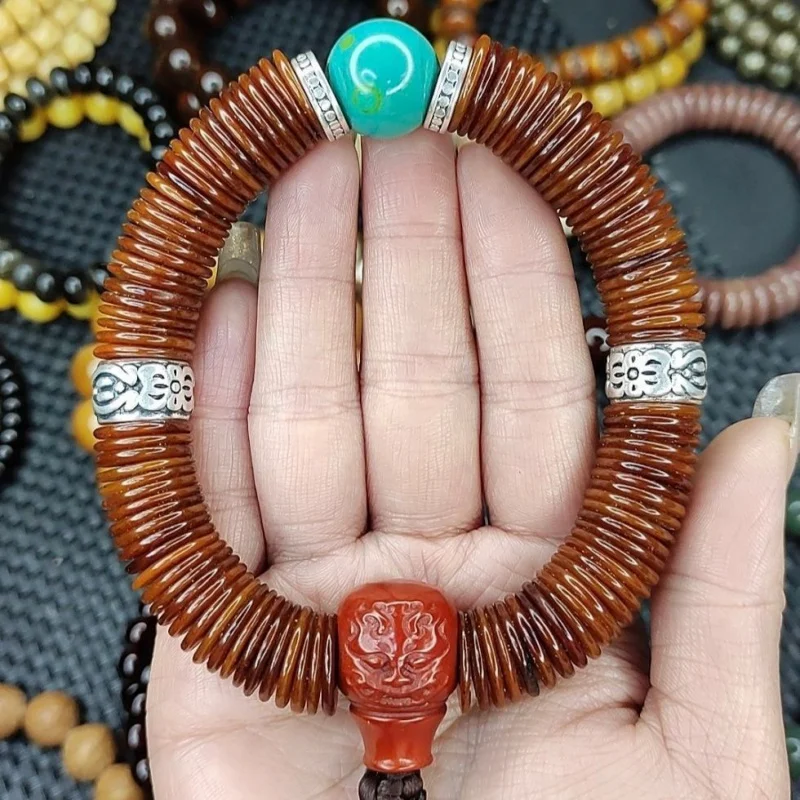 New bone 108-piece 15mm ethnic hand-held bracelet men and women with patina