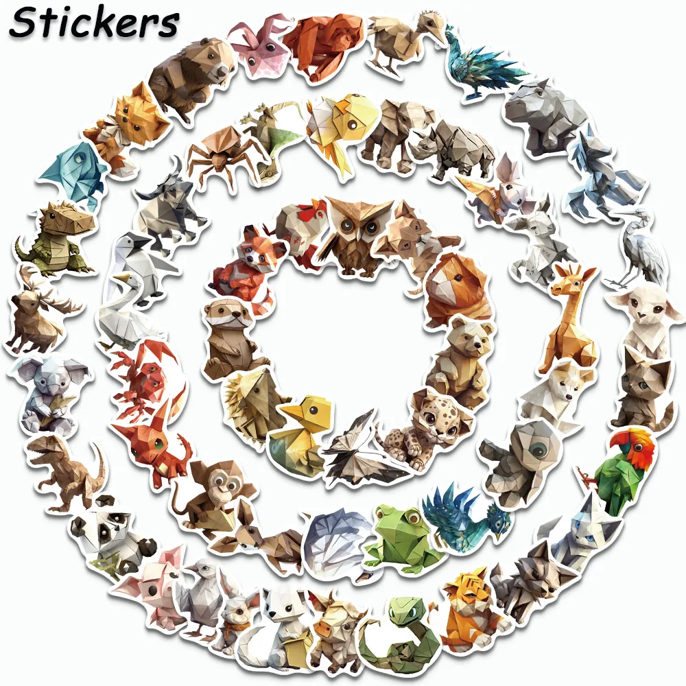 58PCS Cartoon Folding Animals Stickers Tigers and Monkeys Decals For iPad Children's Toys Laptop Skateboards Fridge Stickers