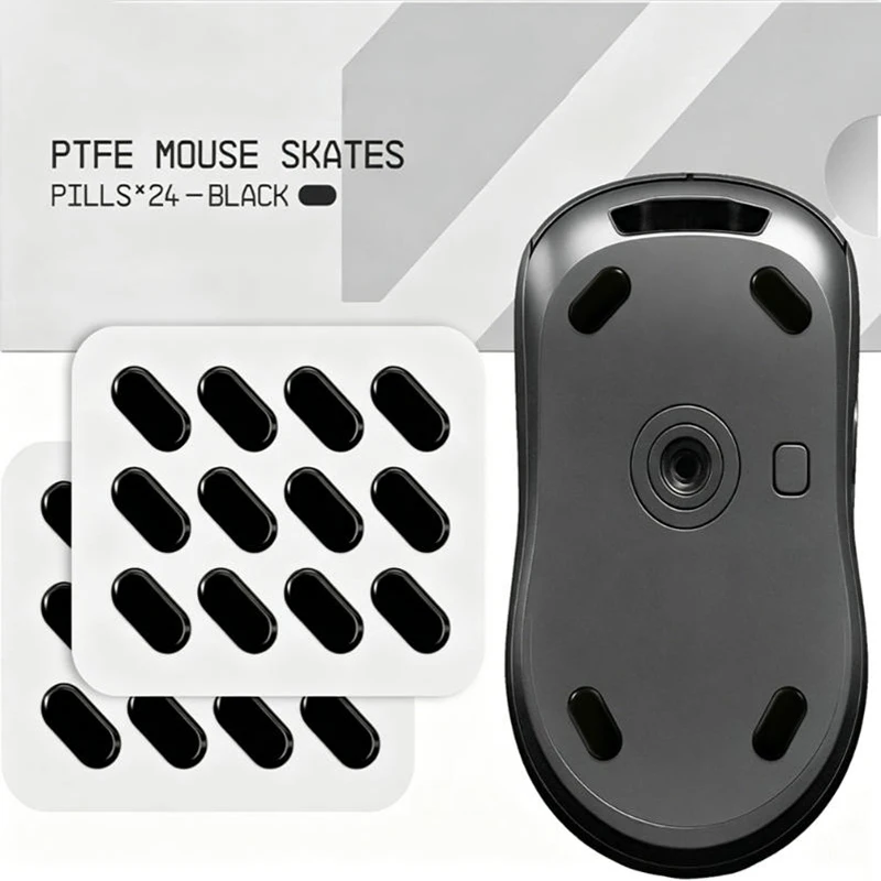 Universal PTFE Mouse Skates for Gaming Mice – 9mm X 18mm Black Pill Skates, Ultra-Smooth Glide on Cloth & Glass Pads, Adjustable