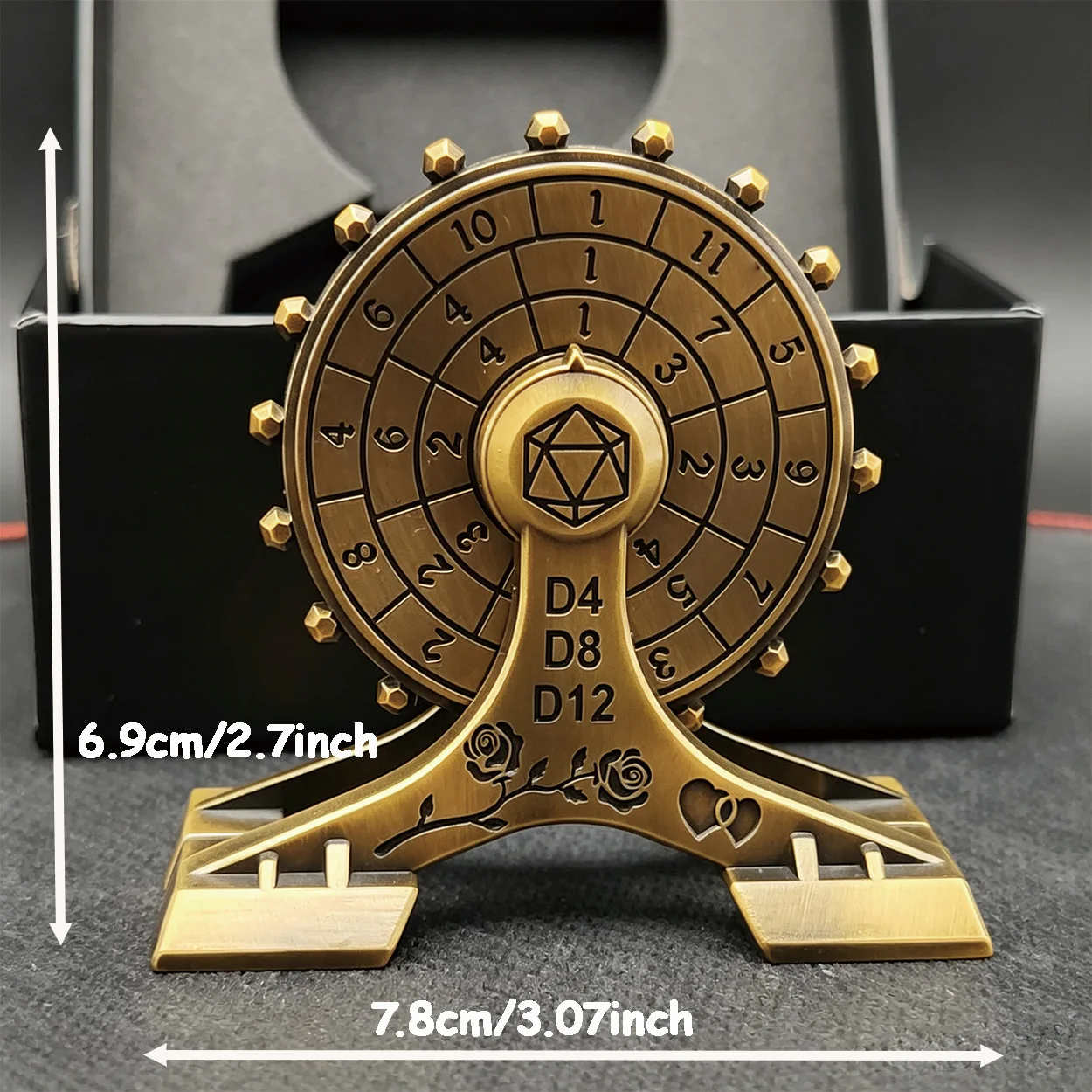 7-in-1 Metal D N D Dice Rotating Ferris Wheel Compass Dice, Dungeons & Dragons Mechanical Role-Playing Game Dice