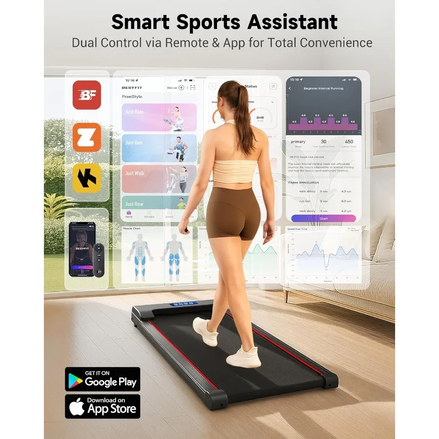 جهاز سير NeoSilent للمشي تحت المكتب للمنزل مع تطبيق BLDC Core وحزام كبير جدًا وجهاز تحكم عن بعد محمول وشركات #4