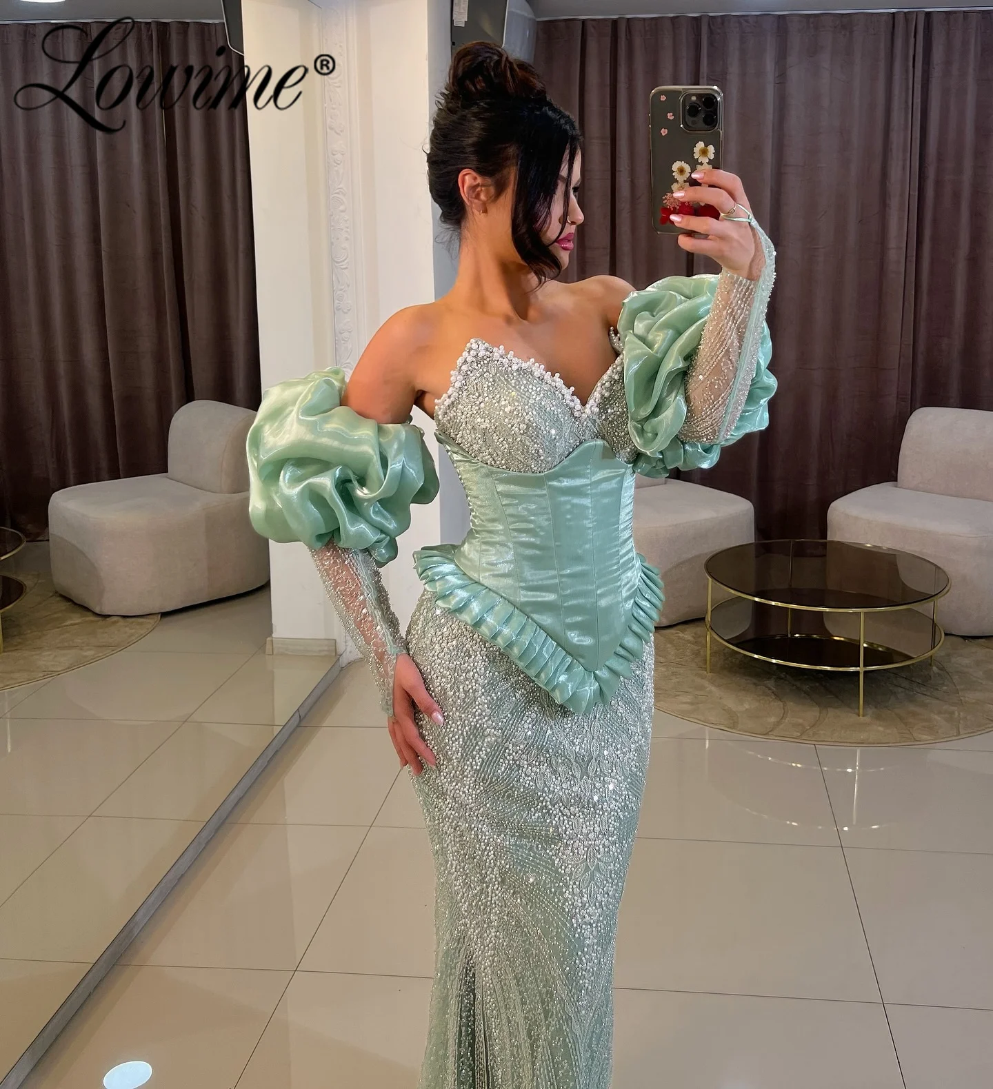 

Two Designs Mint Green Mermaid Prom Dresses Customized Sweetheart Long Party Dress Crystal Pearls Beads Evening Gowns 2025 Robes