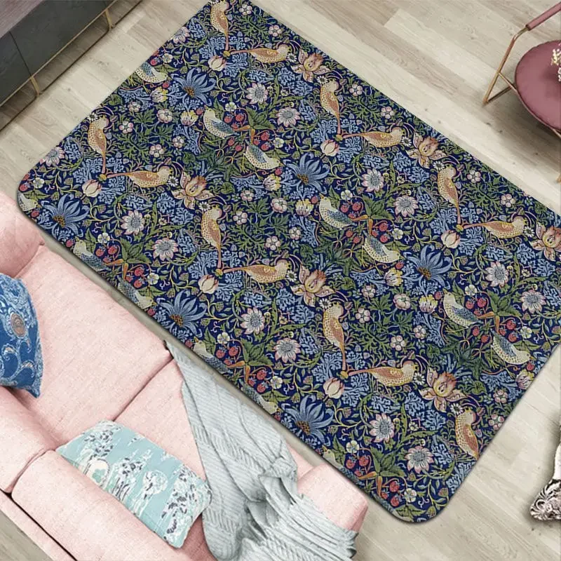 William Morris Strawberry Kitchen Mat Rectangle Anti-slip Home Soft Badmat Front Door Indoor Outdoor Mat Toilet Rug