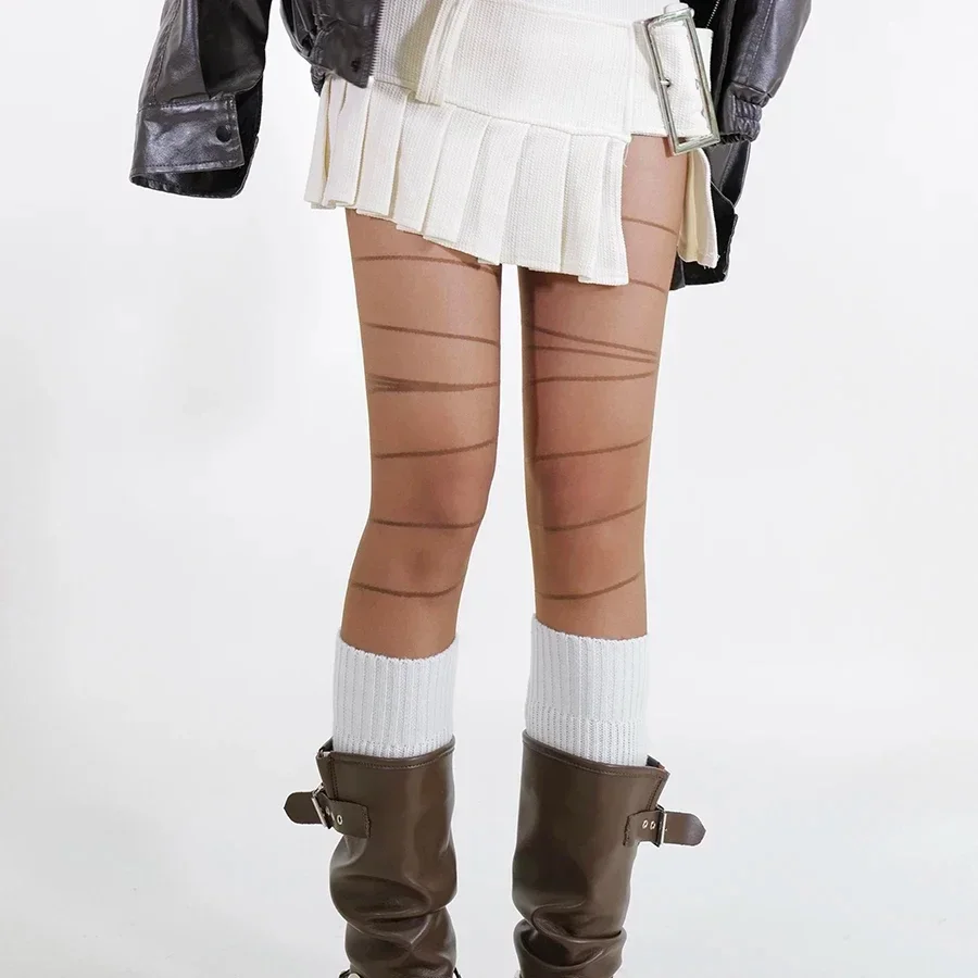 المرأة مثير غير النظامية مخطط الجوارب الملابس الداخلية الفخذ العليا جوارب جوارب طويلة Y2k الفتيات عالية الخصر جوارب الجسم جوارب طويلة الجوارب