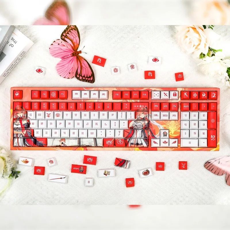 Wuthering Waves Changli Theme Keycaps 120 Key Cherry Profile Pbt Thermal Sublimation Mechanical Keyboard Anime Game Keycaps