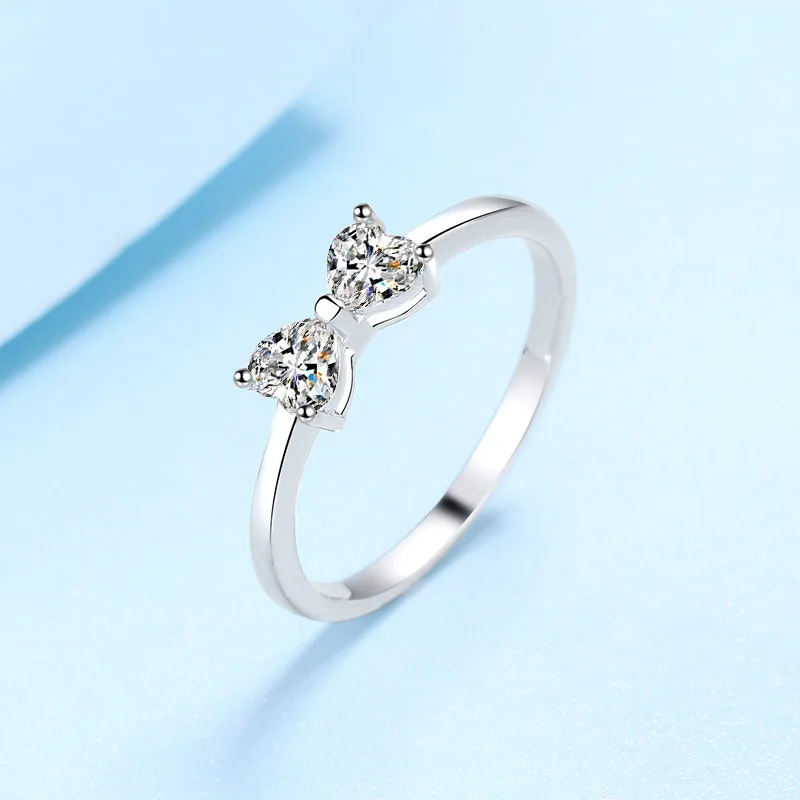 

White gold ring women heart to heart moissanite ring pt950 gold plated ring manufacturers spot wholesale