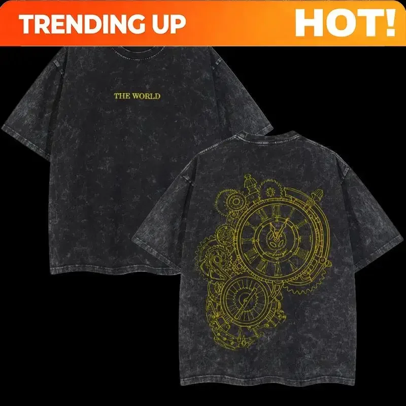 Customization Shirt Retro Heavy Limited JoJo's Bizarre Adventure Anime Double Printed Vintage Oversized Washed Tee Unisex Oversi
