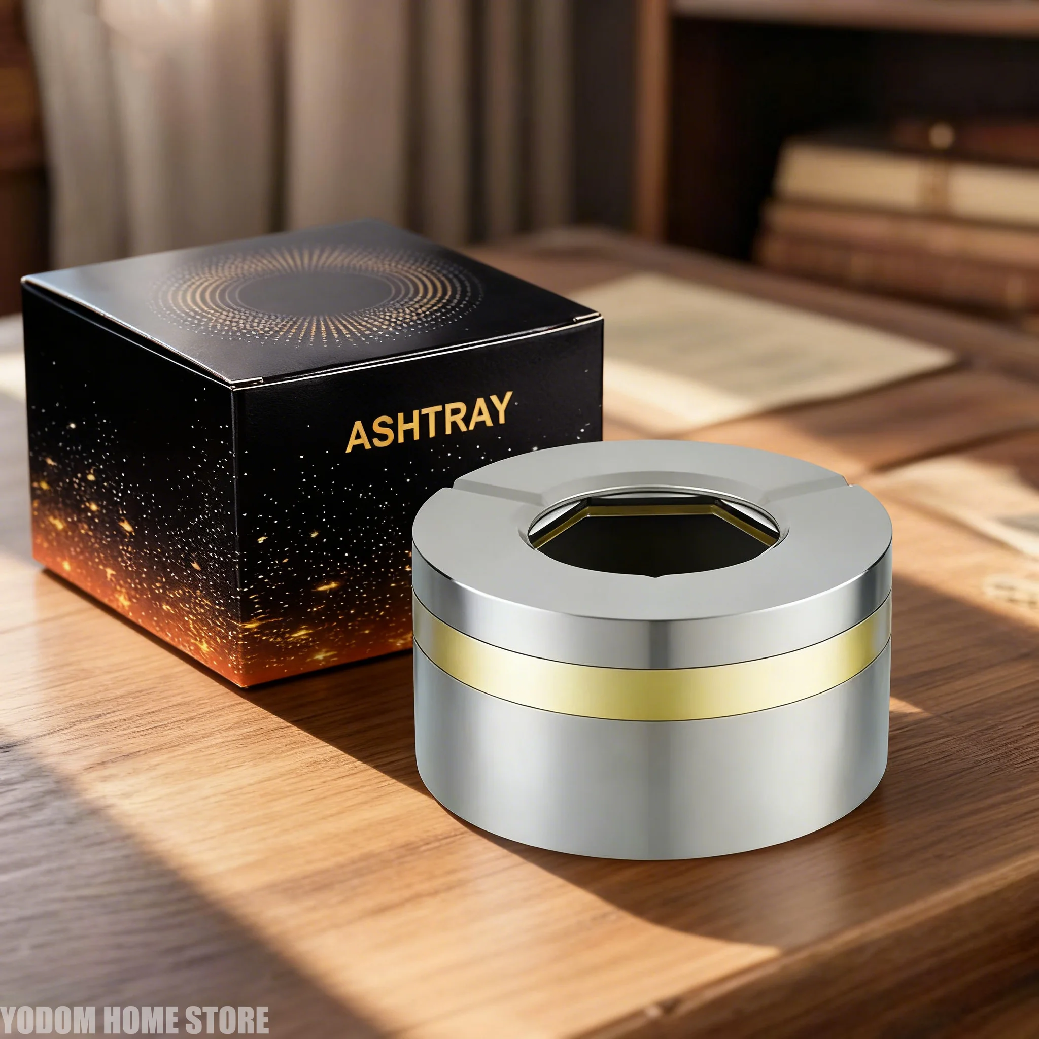 

High-grade Mechanical Rotation Ashtray with Lid Ash Tray Cigar Accessories Gadget Gift for Boyfriend