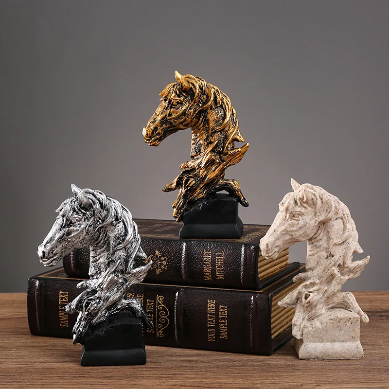 Nordic Horse Head Sculpture Animal Horses Statue Figurine Home Decoration Ornament Interior Art Crafts