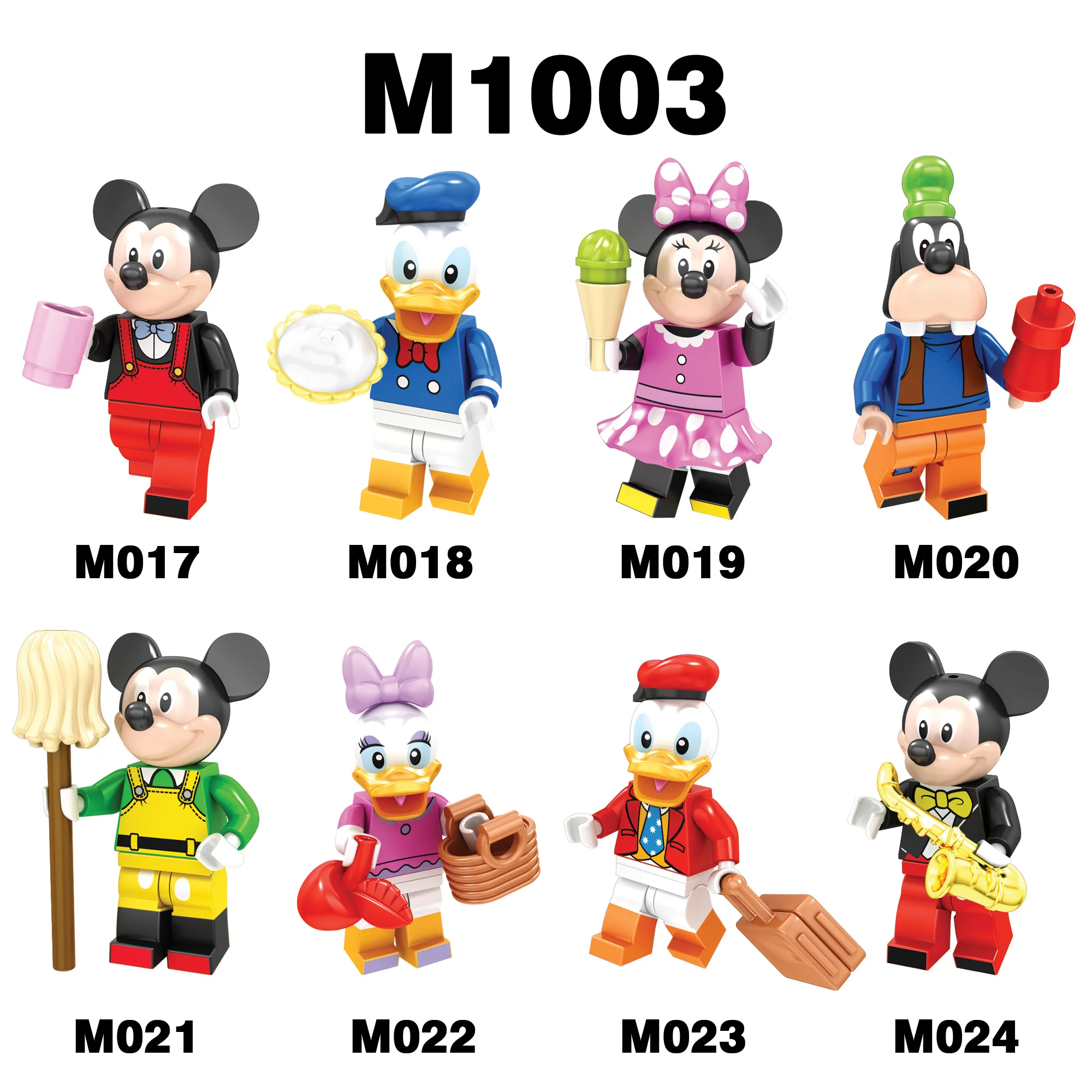 

Фигурки Disney Mickey & Friends Building Block M1003, с Микки Маусом, Дональдом Даком, Минни Маусом, Гуфи, Уткой Дейзи