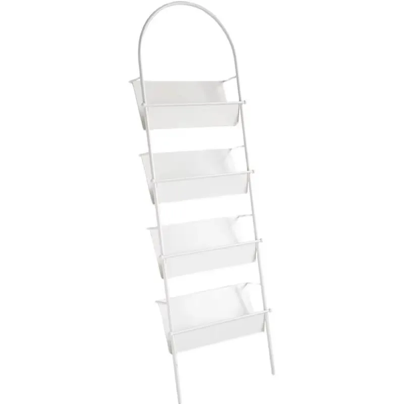 Durable Steel Metal Floor Press Rack Organizer Display Stand Space Saving 5 Pocket Storage Shelf for Home Office Organization