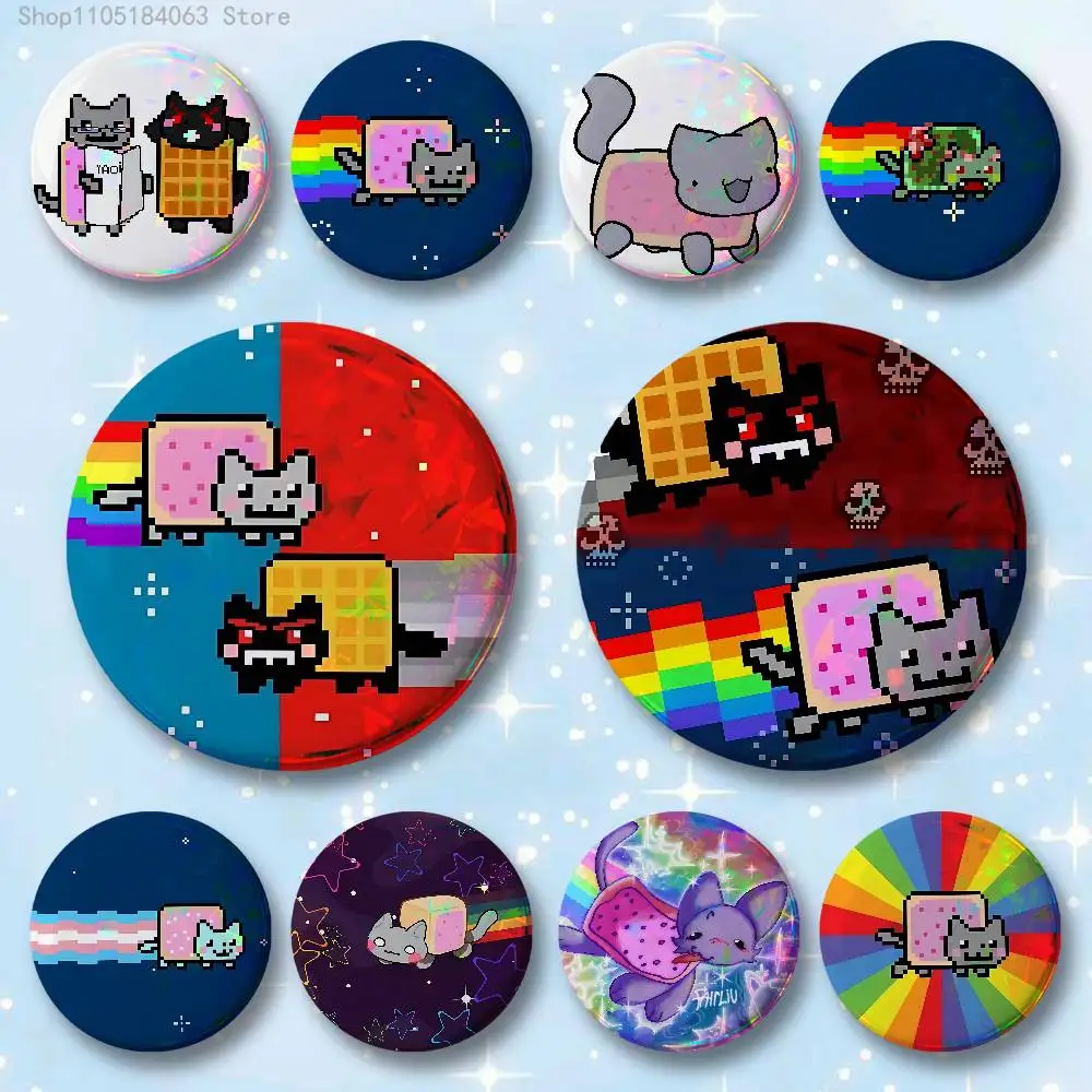 

N-Nyan Cat 32mm 58mm 75mm 44mm 25mm Anime Badges Brooches DIY Pins Decorations Birthday Gifts