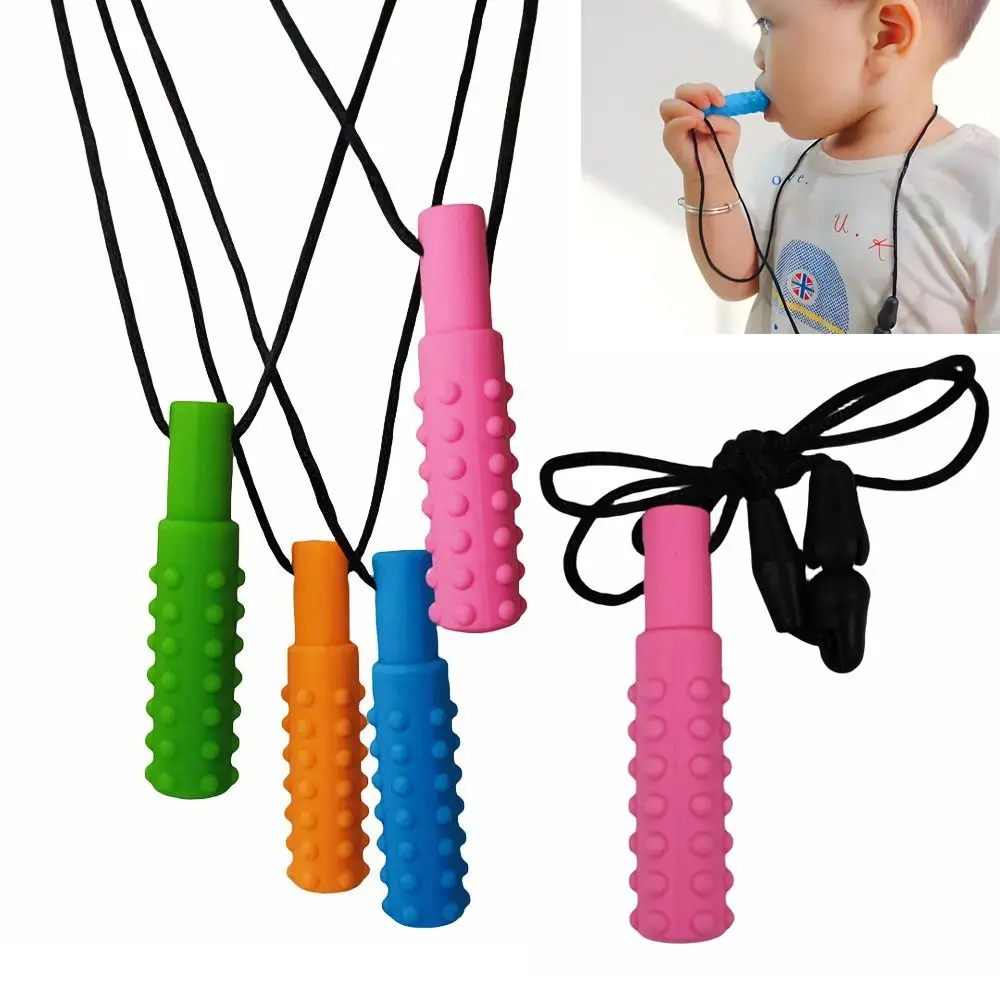 Useful Silicone Kids Teether Necklace Pacifier Pendant Baby Care Teething Toys Chewy Pendant for Autism ADHD Biting