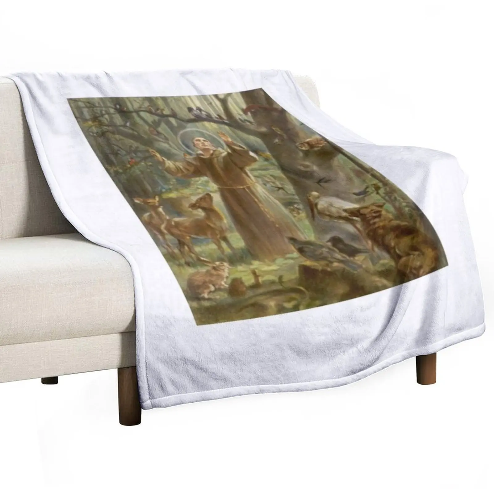 St. Francis of Assisi Preaching to the Animals Throw Blanket Single Quilt Blankets