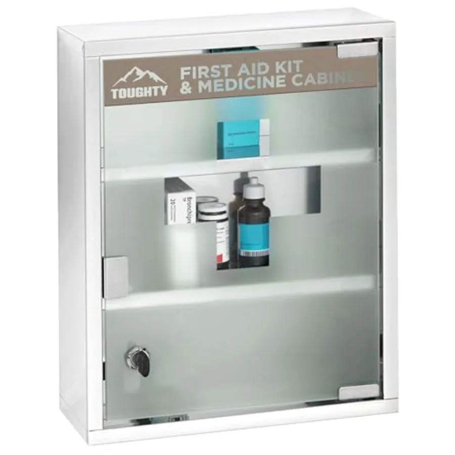 

Lockg Medical Cabet - Wall-Mounted First Aid Organizer for Medical Storage - Secure Metal First-Aid Cabet for Bathroom, Kitchen