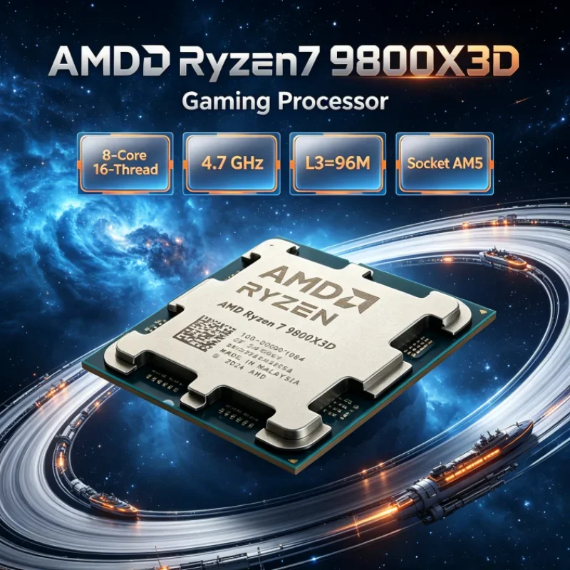 AMD Ryzen 7 9800X3D L3=96M R7 9800X3D Gaming Processor 4NM Socket AM5 120W 8-Core 16-Thread 4.7GHz DDR5