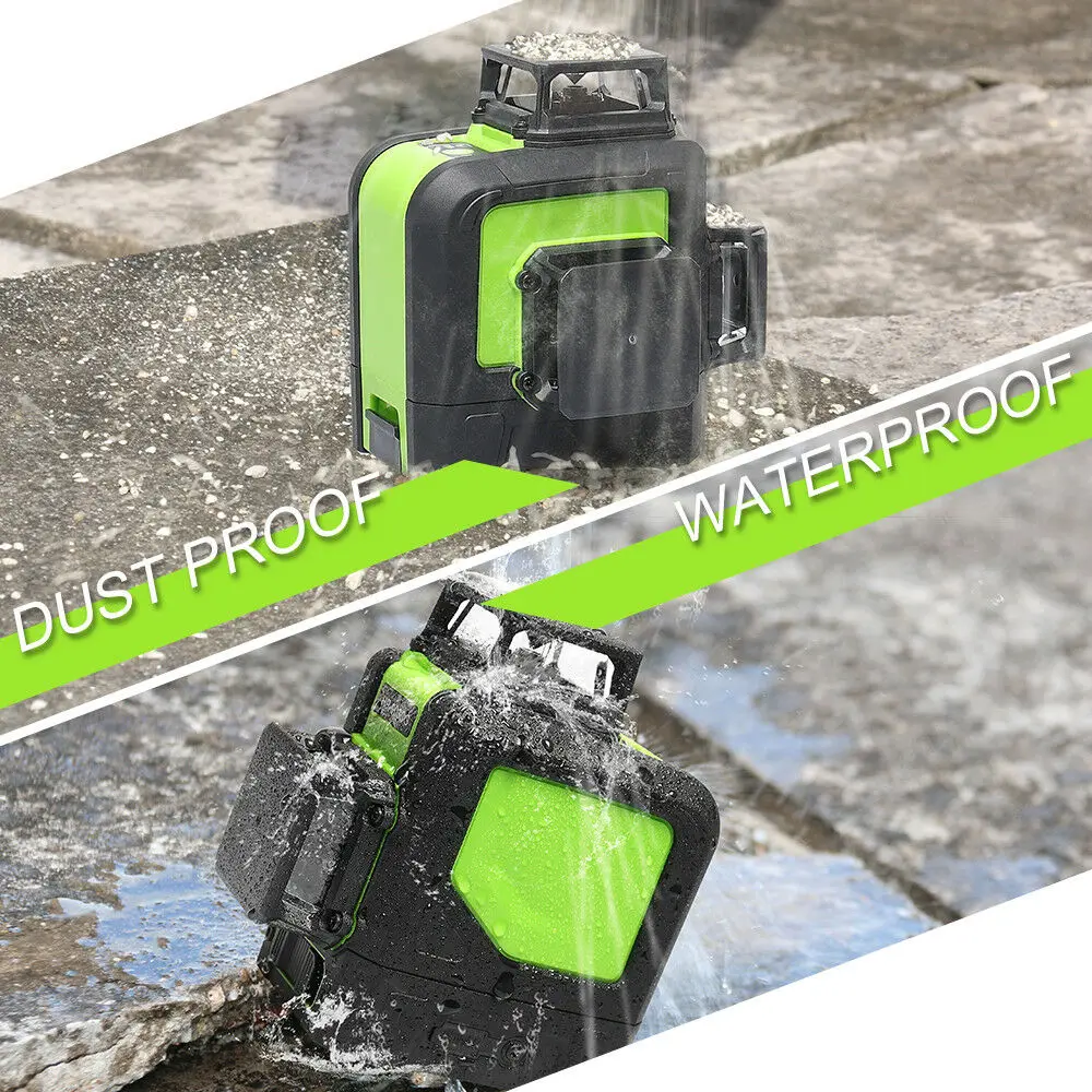 3x360 903CR Laser With Rechargeable Lithium ,Multi Outdoor Pulse Mode Green Beam 3D 12 Lines Laser Level