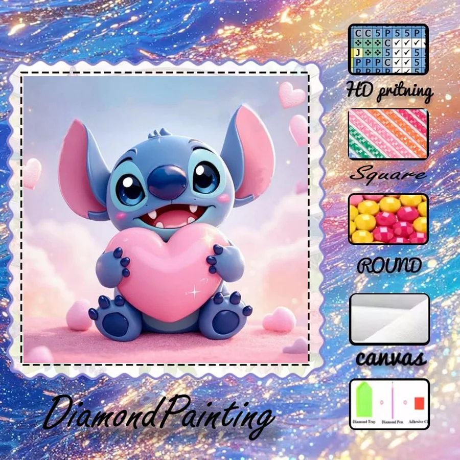 

1 piece - 5D-DIY - Flocking cloth - Special drill - Diamond painting set - Pink heart - Mosaic - Diamond art