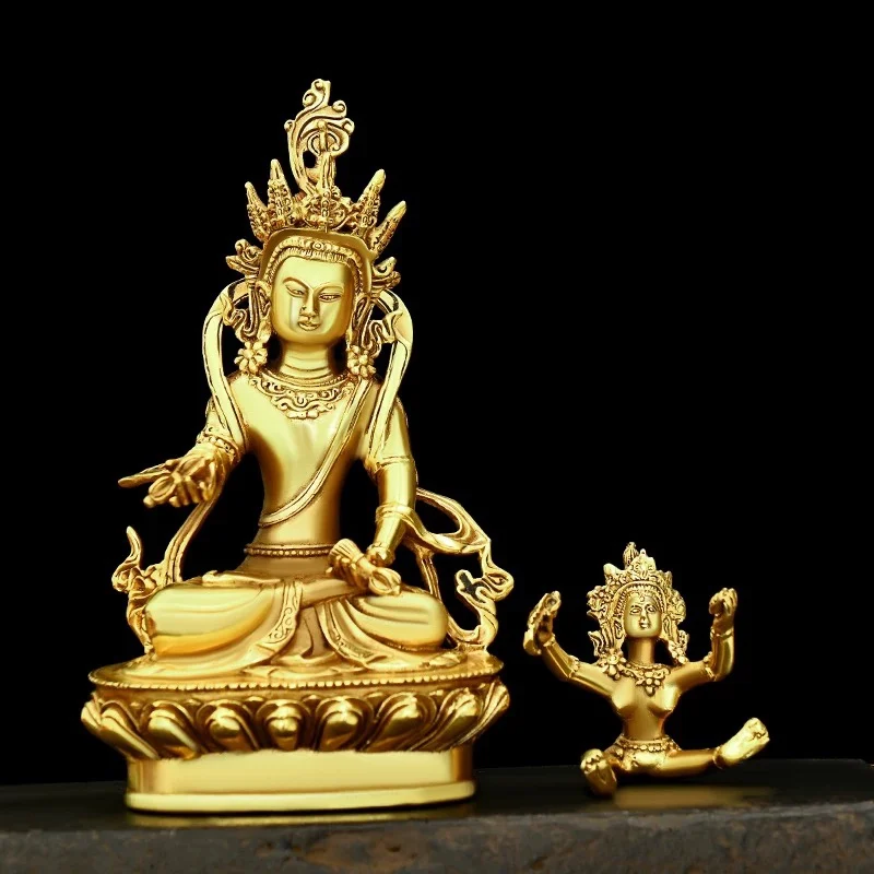 19cm Tibet Tibetan Buddhism Bronze Vajra Mandkesvara Yab-Yum Happy Buddha Statue Home Accessories