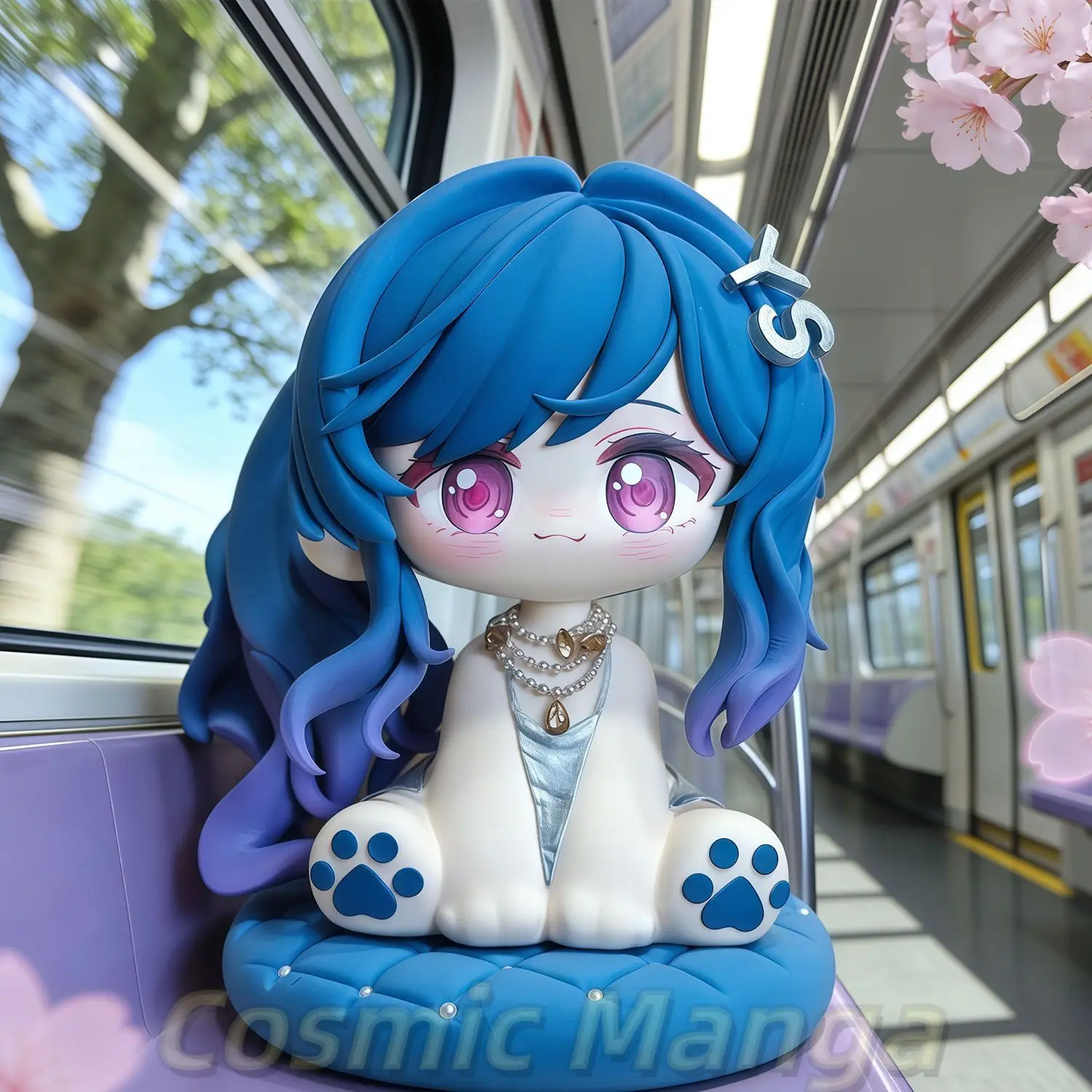 

Anime Game Azur Lane USS St. Louis PVC Figure Model Q Version Figurine Sitting Posture Model Garage Kits Exhibit Birthday Gift