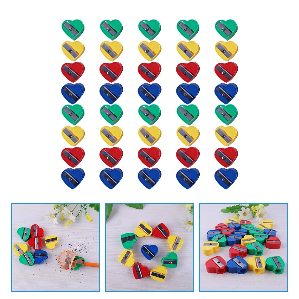 

40 Pcs For Colored Pencils Heart Shaped Pencil Sharpener Pencil Sharpener Student School Supplies Metal ABS Reusable Bulk